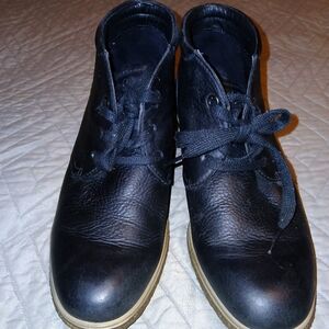 ECCO Navy Ankle Wedge Booties Sz 8